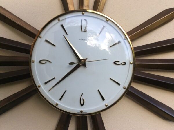 Mid Century Sunburst Clock by Metamec c1960's - Image 6