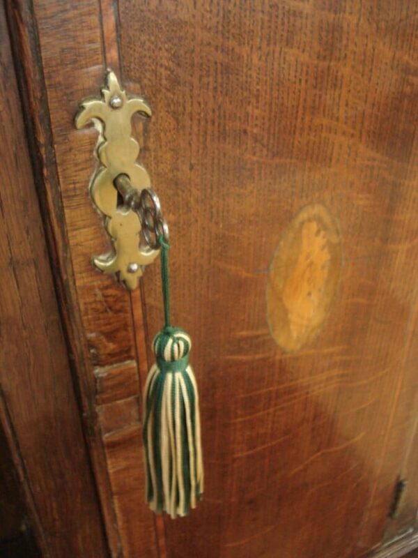 19th Century oak dresser of smaller proportions. With spice cupboards and mahogany inlay. - Image 9