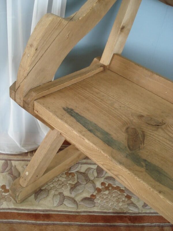 6'6" Long Old Pine Bench with sloping back rail. - Image 2