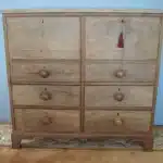 Oak Lined Drawers to this Low Blonde Mahogany Cupboard on Chest Antique Cupboards