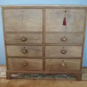 Oak Lined Drawers to this Low Blonde Mahogany Cupboard on Chest Antique Cupboards