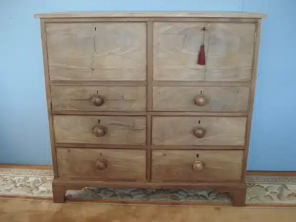 Oak Lined Drawers to this Low Blonde Mahogany Cupboard on Chest