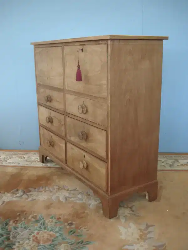 Oak Lined Drawers to this Low Blonde Mahogany Cupboard on Chest Antique Cupboards 7