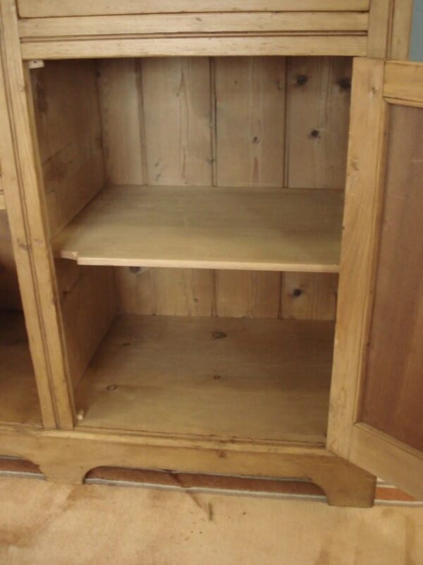 Edwardian Pine Dresser with glazed cupboards flanking the open rack. Antique Dressers 4