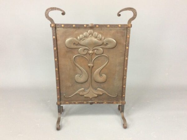 Arts & Crafts Iron and Copper Fire Screen c1910 fire screen Antique Collectibles 3