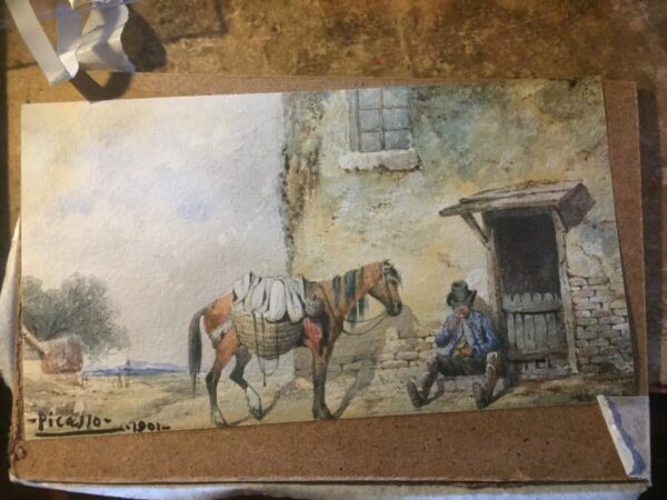 Rare item, Pablo Picasso 1901 signed sketch book watercolour .
