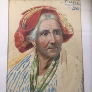 Original watercolour Portrait by Pablo Picasso 1901 of family (Grandmother) Antique Antique Art