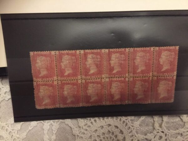 Rare mint block of 12 penny reds Stamps 1871 plt147 U/M o.g block of 12 victorian stamps Antique Collectibles 7
