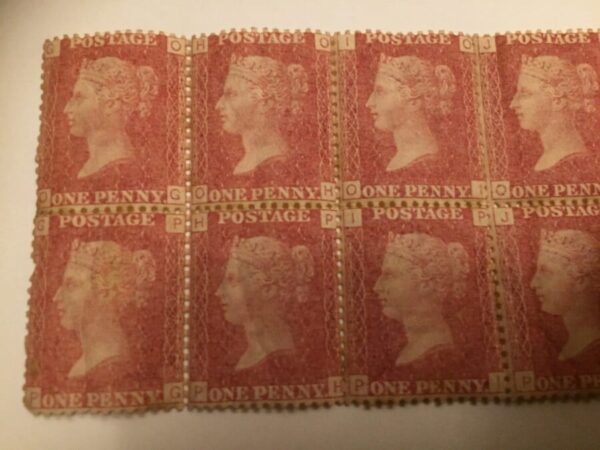 Rare mint block of 12 penny reds Stamps 1871 plt147 U/M o.g - Image 3