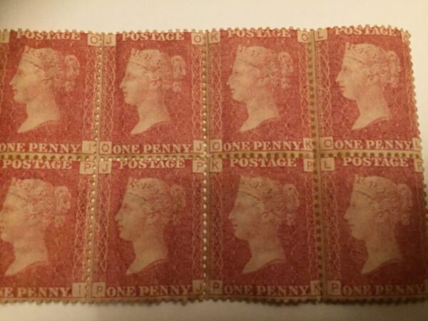 Rare mint block of 12 penny reds Stamps 1871 plt147 U/M o.g - Image 4