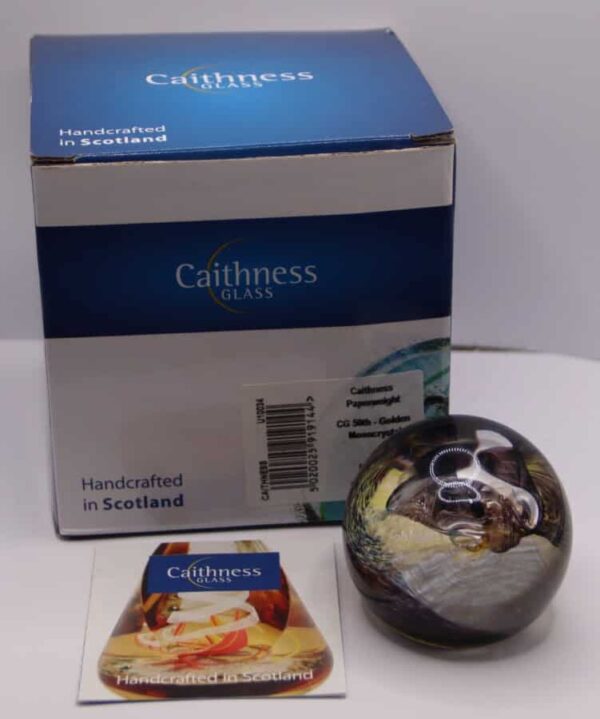 Caithness Glass 50th Golden Moon Crystal Paperweight Caithness Glass Antique Glassware 5