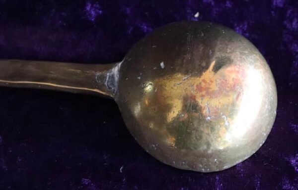 18th c. Brass Deep Bowl Ladle brass Antique Metals 6