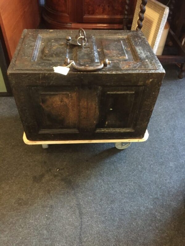 1815/1840 paymaster cash in transit three bar lock box cash chest Antique Boxes 3