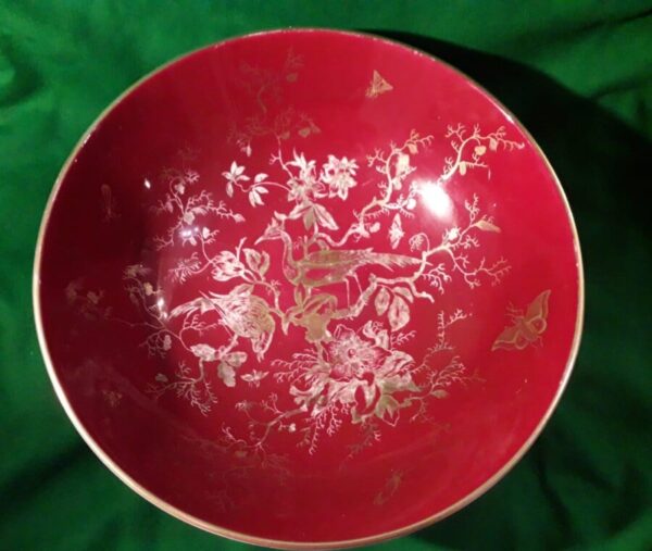 imported Oriental Decorated English bowl hand painted gold inlay early 1900’s ceramic Antique Ceramics 4