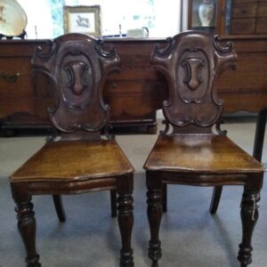 Pair of Oak Victorian Chairs Hall chairs Miscellaneous