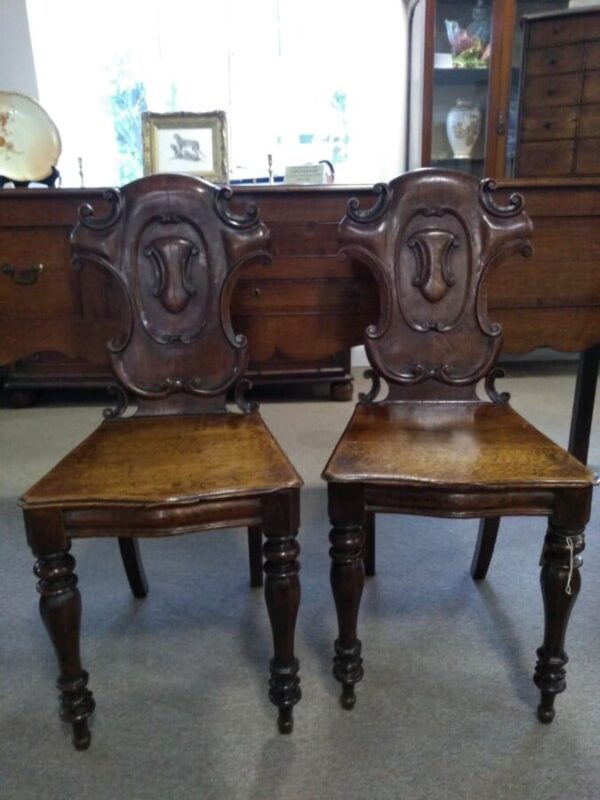 Pair of Oak Victorian Chairs Hall chairs Miscellaneous 3