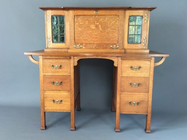 Arts & Crafts Stones Patent Oak Writing Desk James Phillips & Sons Antique Desks 3
