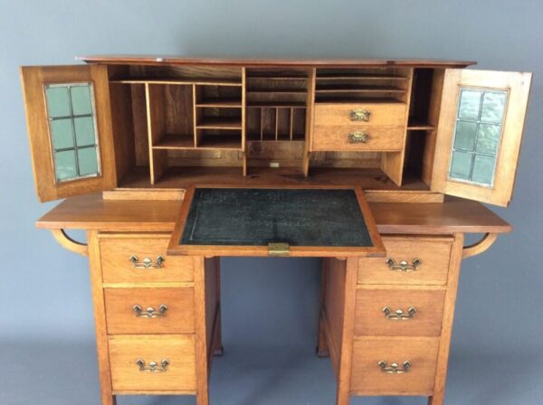 Arts & Crafts Stones Patent Oak Writing Desk James Phillips & Sons Antique Desks 4