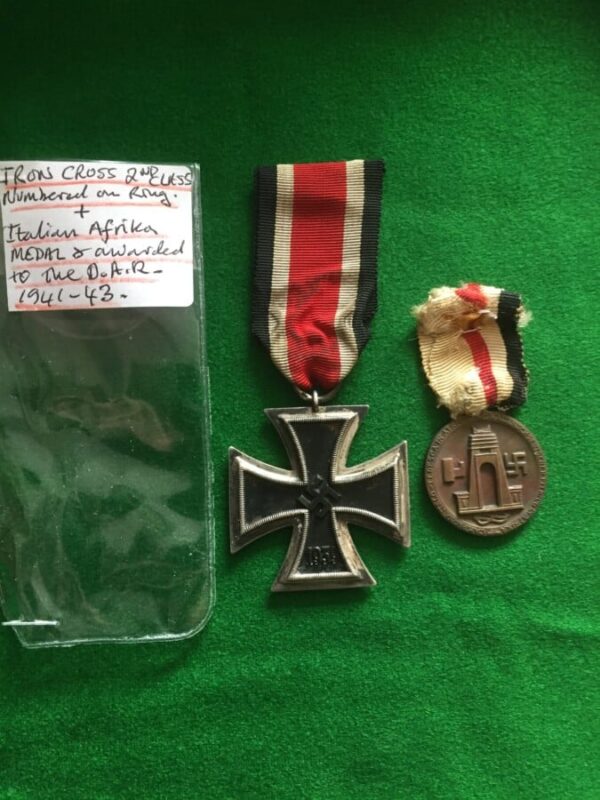 WW2 , 2nd class Iron cross and Italian-German campaign medals 1941-1942 - Image 2