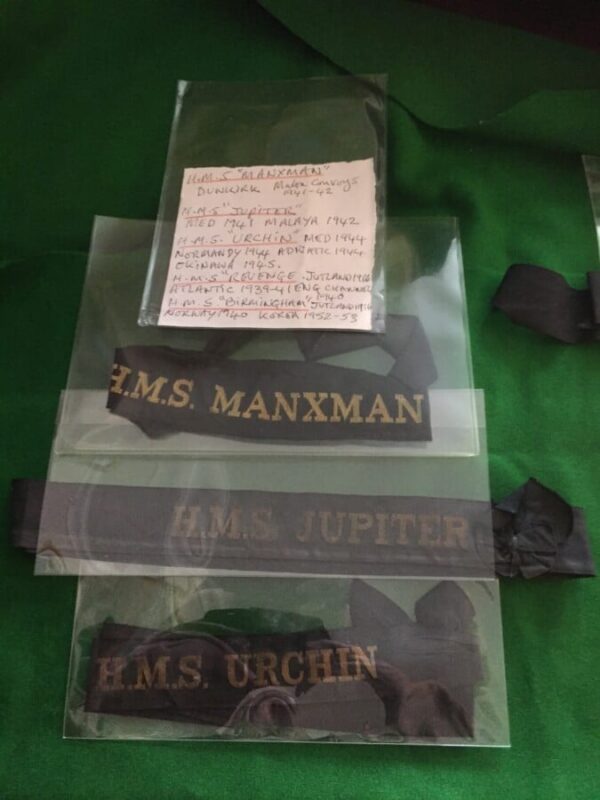 WW2 Naval cap Tally , HMS Manxman, Jupiter, Urchin Birmingham . HMS Birmingham Antique Collectibles 3