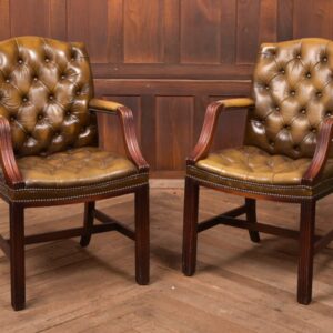 Pair Of Olive Green Chesterfield Armchairs SAI2809 Antique Chairs