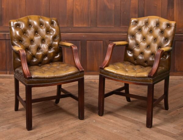Pair Of Olive Green Chesterfield Armchairs SAI2809