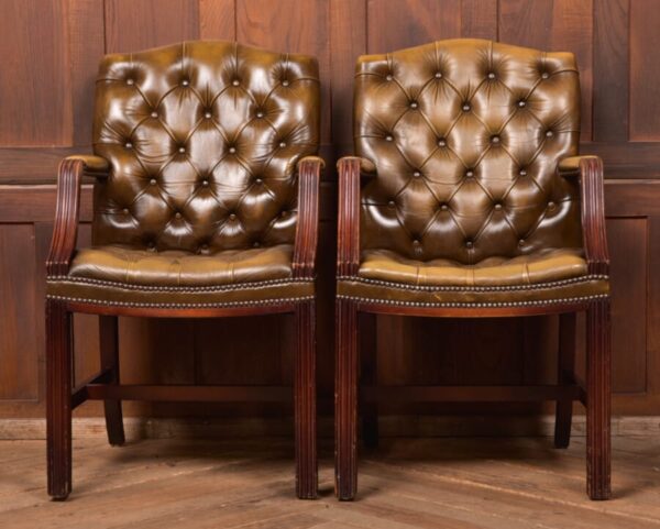 Pair Of Olive Green Chesterfield Armchairs SAI2809 Antique Chairs 14