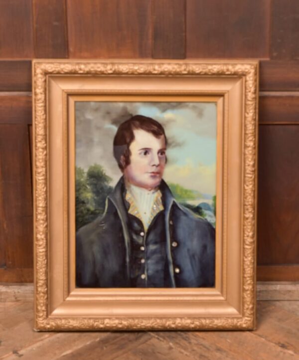 Rabbie Burns Portrait Painted on Glass SAI2804 Antique Art 3