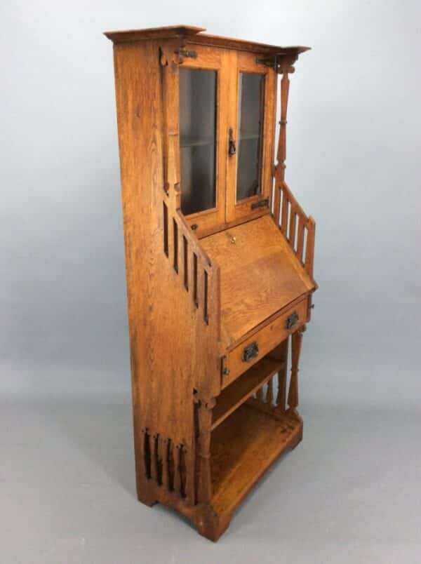 Arts & Crafts Oak Bureau Bookcase c1900
