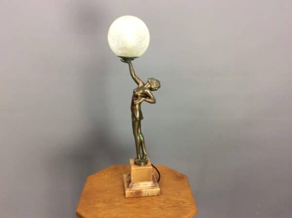 Art Deco Spelter Figural Lamp c1930’s art deco Antique Lighting 3