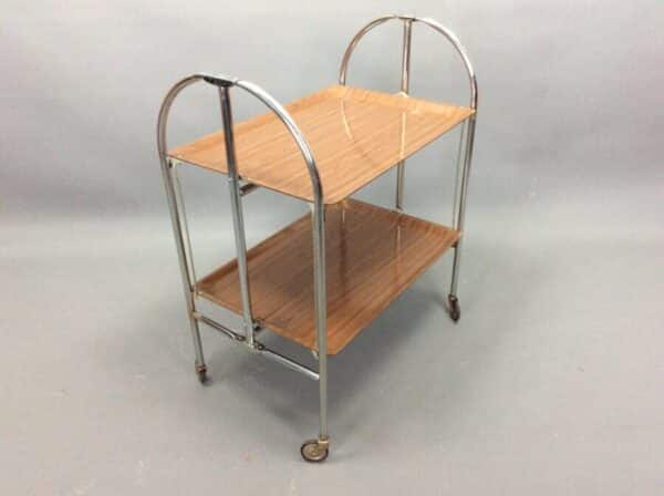 Mid Century Folding Chrome Serving Trolley 1950’s drinks trolley Vintage 3