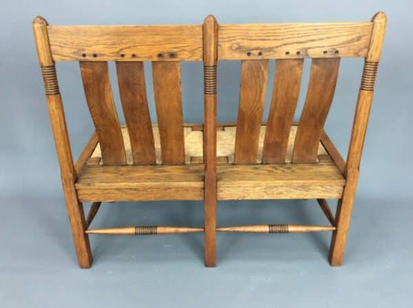 Arts & Crafts William Birch Oak Settle c1905 Settle Antique Benches 7