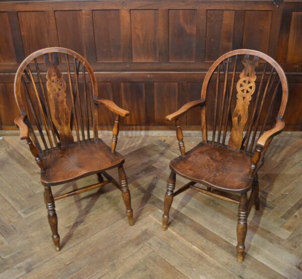 Pair Of Oak Wheel Back Chairs SAI2823 Antique Chairs 9