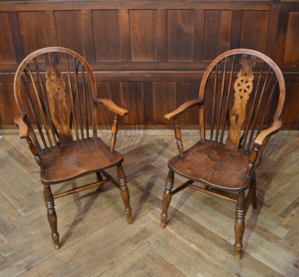 Pair Of Oak Wheel Back Chairs SAI2823 - Image 7