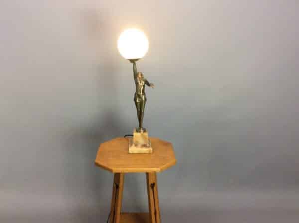 Art Deco Spelter Figural Lamp c1930’s art deco Antique Lighting 4