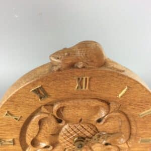 Colin ‘Beaverman’ Almack Yorkshire Rose Oak Clock 1960’s Beaverman Antique Clocks