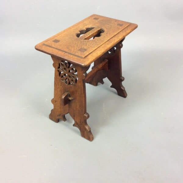 Late 19th Century Gothic Revival Oak Stool c1890
