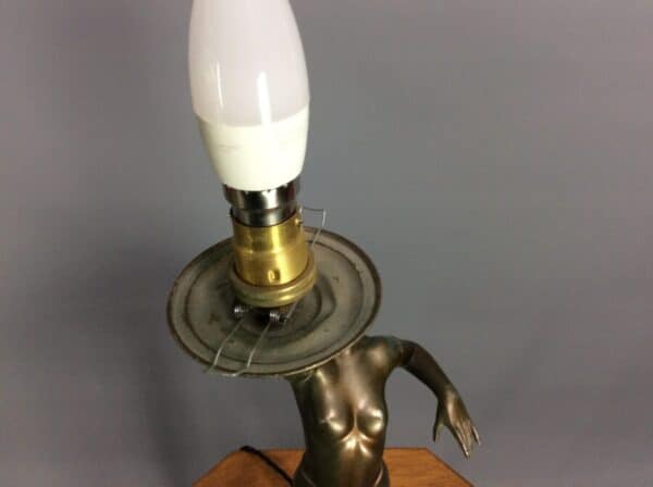 Art Deco Spelter Figural Lamp c1930’s art deco Antique Lighting 6