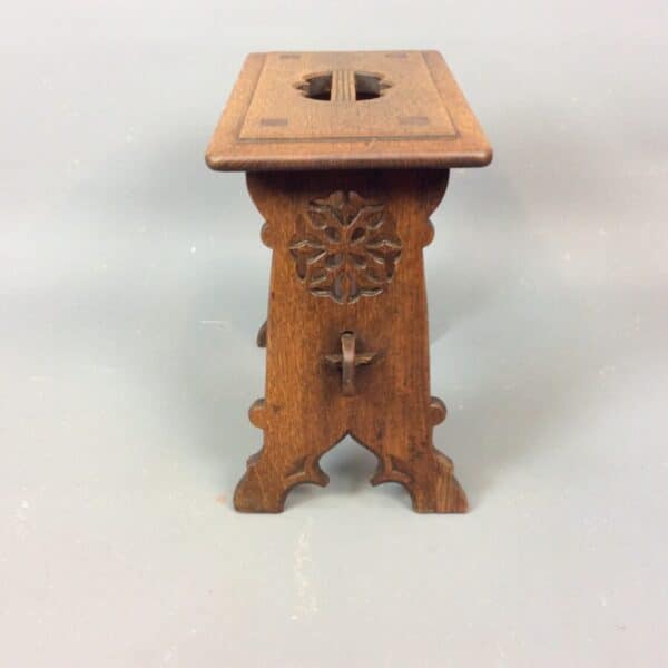 Late 19th Century Gothic Revival Oak Stool c1890 - Image 5