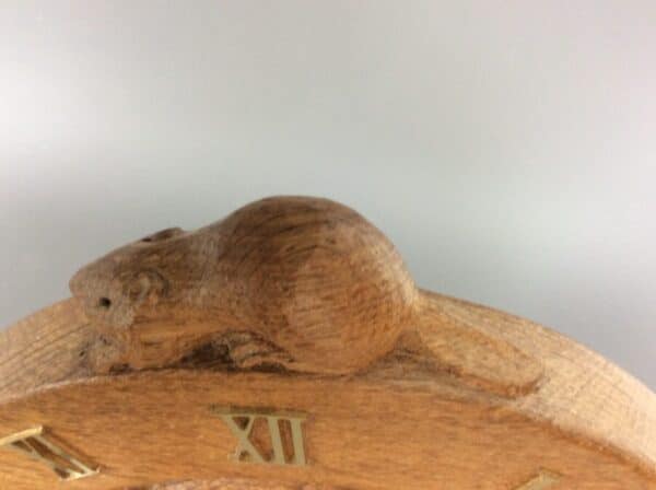 Colin ‘Beaverman’ Almack Yorkshire Rose Oak Clock 1960’s Beaverman Antique Clocks 5