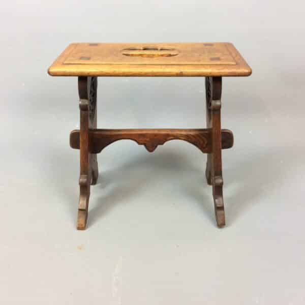 Late 19th Century Gothic Revival Oak Stool c1890 gothic revival Antique Benches 6