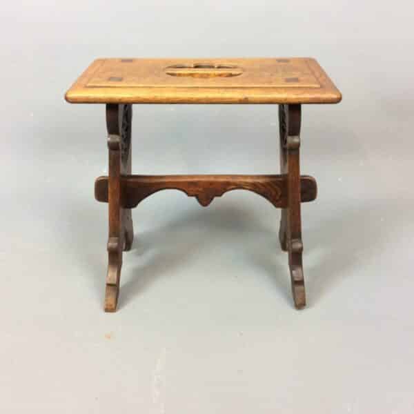 Late 19th Century Gothic Revival Oak Stool c1890 - Image 4