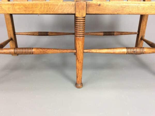 Arts & Crafts William Birch Oak Settle c1905 - Image 4