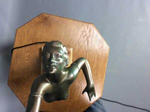 Art Deco Spelter Figural Lamp c1930’s art deco Antique Lighting 10