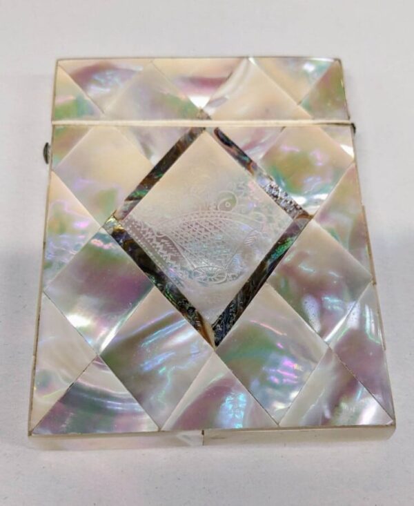 Pair Mother of Pearl Card Cases Card Case Antique Collectibles 5
