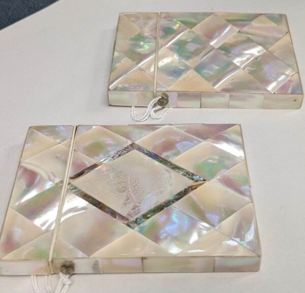 Pair Mother of Pearl Card Cases Card Case Antique Collectibles 4