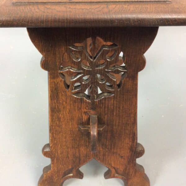 Late 19th Century Gothic Revival Oak Stool c1890 gothic revival Antique Benches 5