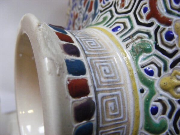 Large stunning Chinese ovoid vase wonderful COLOURFUL enamel 2 dragons china Antique Vases 10