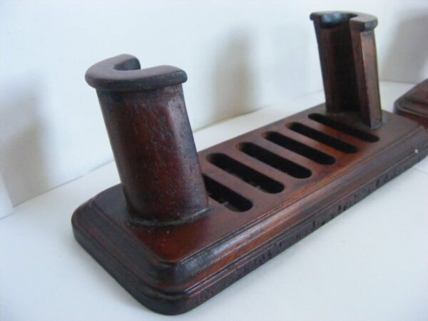 Rare PAIR wooden Jade Plaque Stands Chinese Very Old - Image 3
