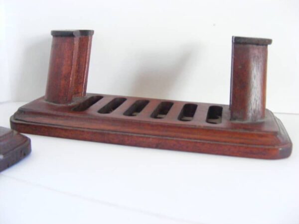 Rare PAIR wooden Jade Plaque Stands Chinese Very Old - Image 2